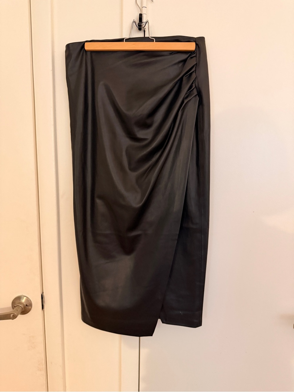 Jason Wu Black Faux-Leather Midi Skirt